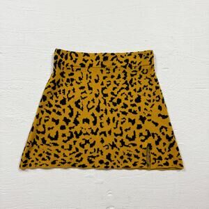 O.Vianca Leopard Knit Mini Skirt Mustard Black, Size Small